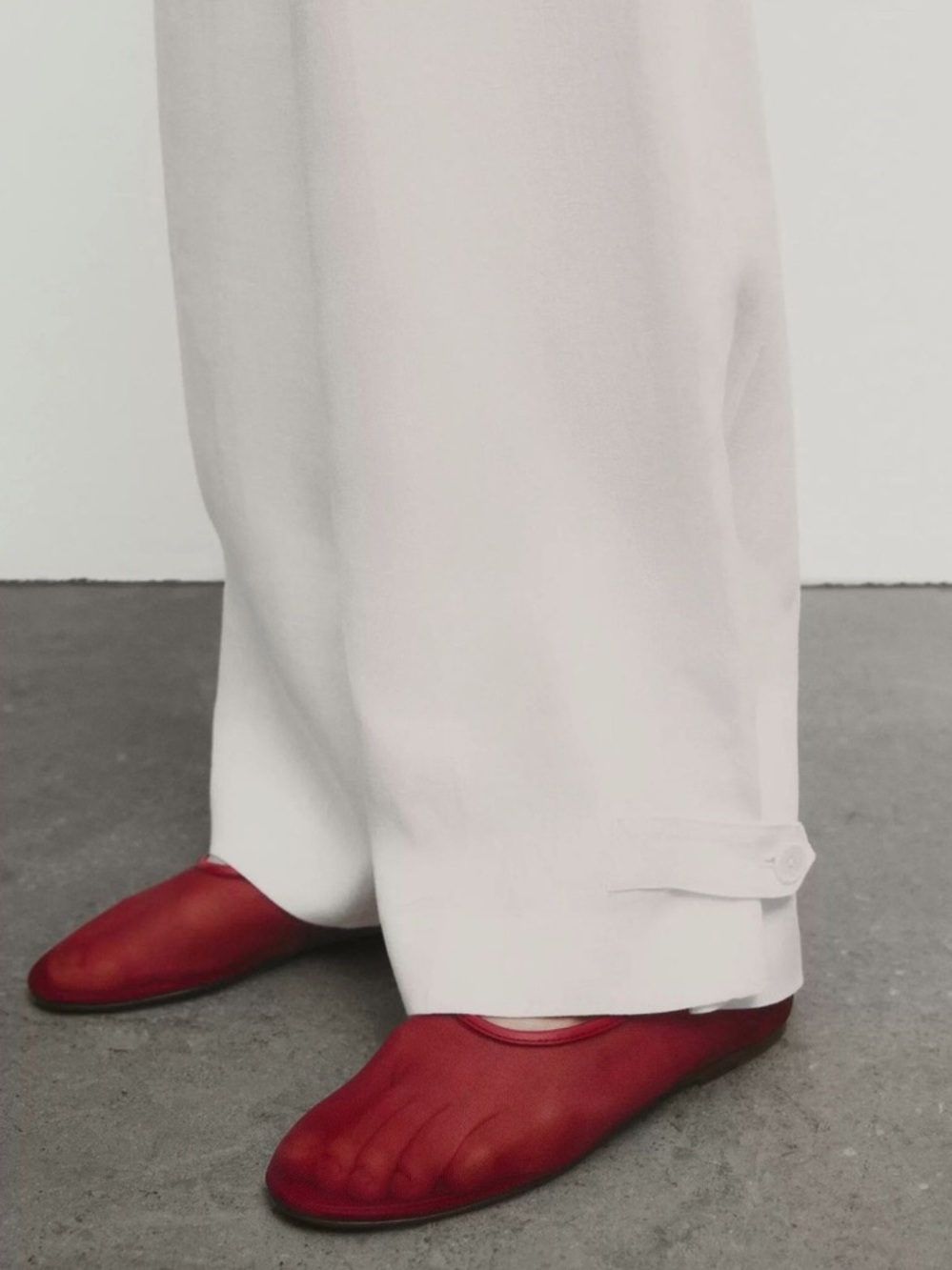 Massimo Dutti Red Mesh Ballet Flat - Picture 3 of 10